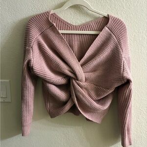 Pink Twist Front Sweater